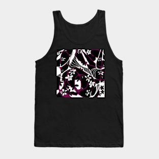 Maximalist Floral Neuro Art - Black White Magenta Tank Top